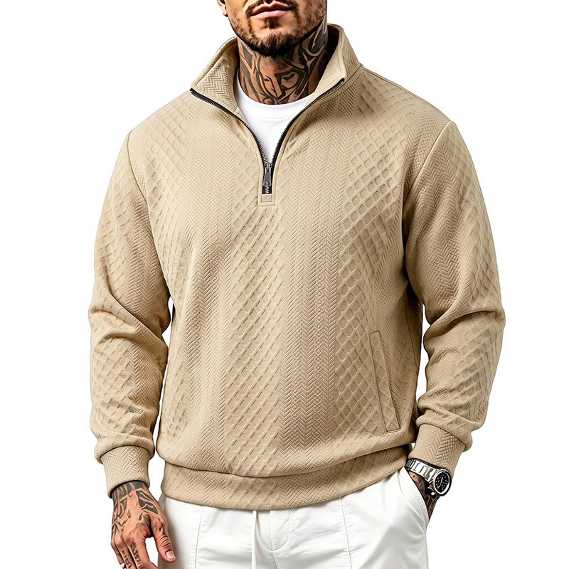 Herren Strukturierter Halbzip-Sweater aus Feinstrick mit Zopfmuster und Eingriffstaschen Echoarchiv