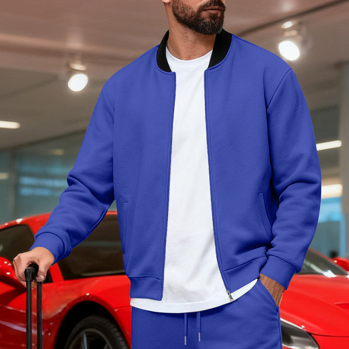 Herren nan urbane Sweat-Trackjacke mit Stehkragen verdecktem Reißverschluss elastischen Rippbündchen und Eingrifftaschen Echo Archiv