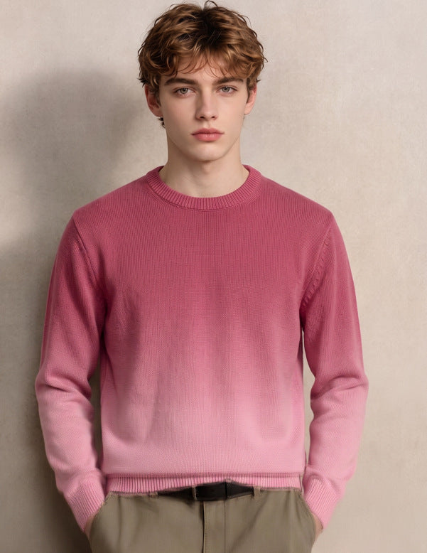 Herren Feinstrick-Pullover mit Dip-Dye-Effekt und Rundhalsausschnitt Echoarchiv