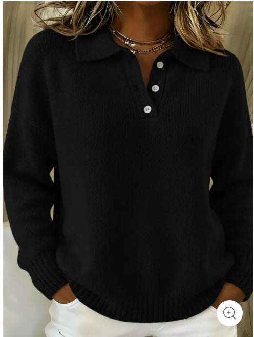 Damen nan kuscheliger Polokragenpullover mit kurzer Knopfleiste und gerippten Bündchen Echo Archiv
