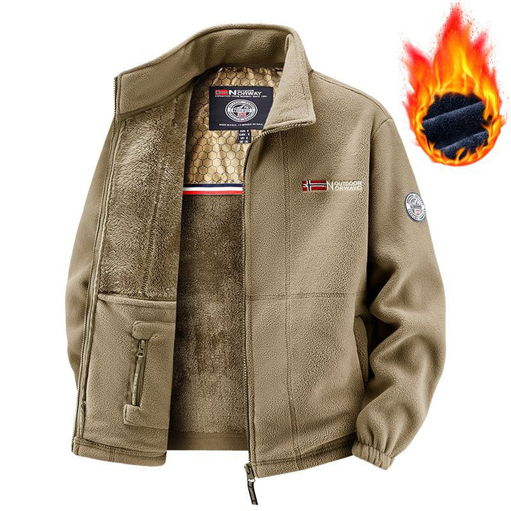 Herren Thermo-Fleece-Jacke mit vollem Plüsch-Teddy-Futter, verdeckter Reißverschluss-Innentasche und hohem Stehkragen – Taviero