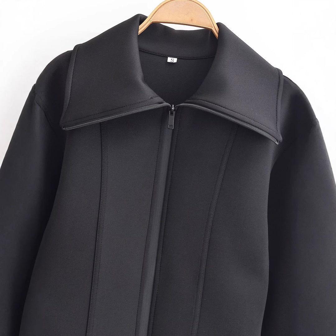 Damen geformte Neoprenjacke mit übergroßem Kragen und taillierter Cropped-Silhouette Echo Archiv