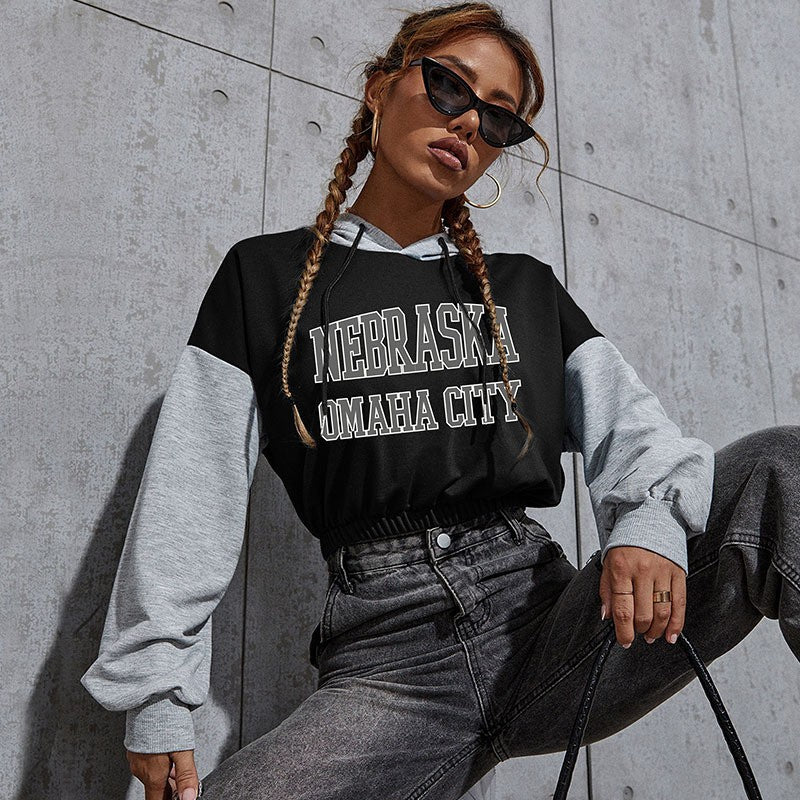 Damen Modischer cropped Hoodie mit Farbblock Echo Archiv
