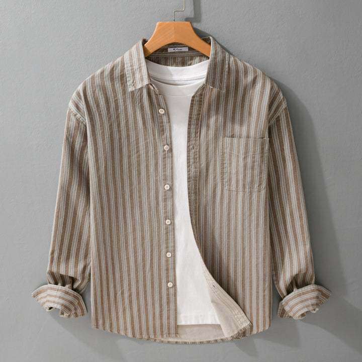 Herren Hemd mit Button-Down-Kragen aus atmungsaktivem Leinen-Baumwollmix in Relaxed-Passform Echoarchiv
