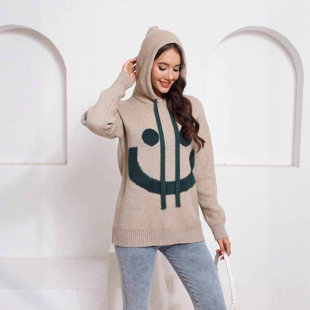 Damen Gemütlicher Kapuzenpullover mit Smiley-Design Echo Archiv