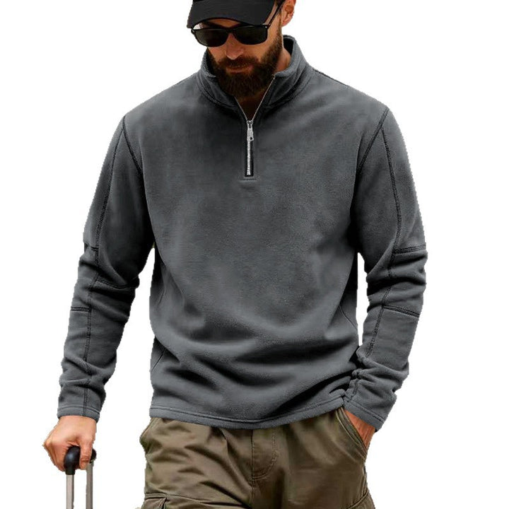 Herren Halbzip-Sweatshirt mit Stehkragen und markanten Nahtdetails – Cavarno