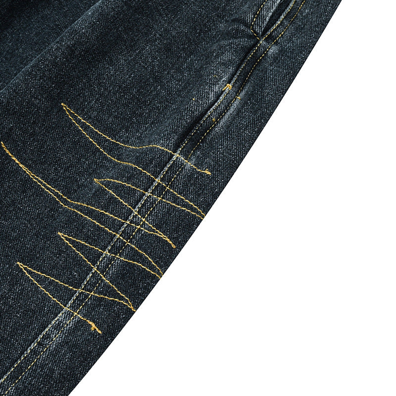Damen Weite Denim‑Hose mit Kellerfalten, elastischem Bund und legerer Silhouette Echo Archiv