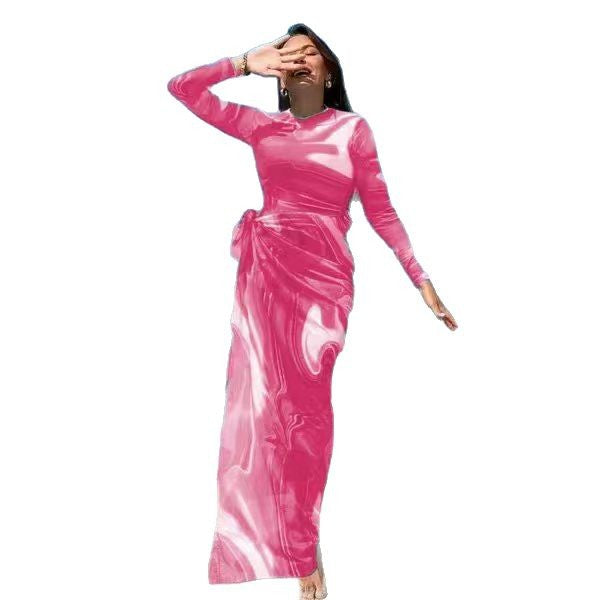 Damen Elegantes Maxi-Kleid mit Wickelgürtel Echo Archiv