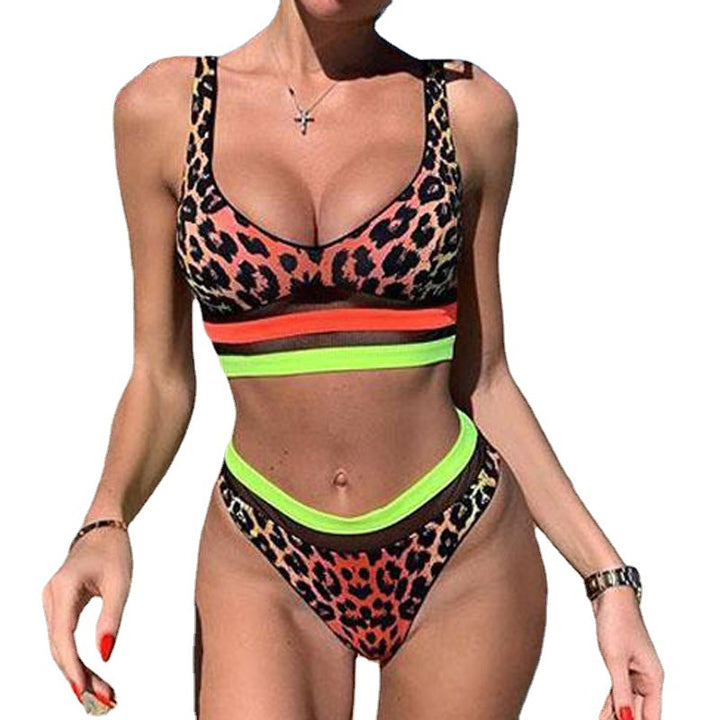 Damen Sportliches Bikini-Set mit hohem Bund und modischem Muster Echo Archiv