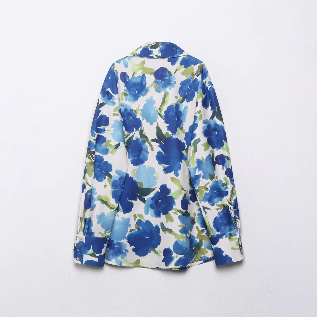 Damen Locker geschnittene seidenähnliche Hemdbluse mit Aquarell-Print Echoarchiv