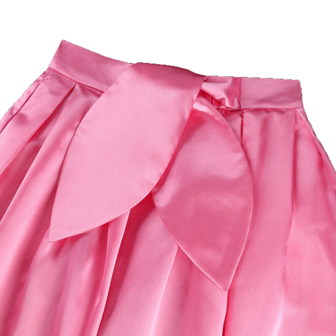 Damen Eleganter Satin-Rock mit breitem Bund und Schärpen-Detail Echo Archiv