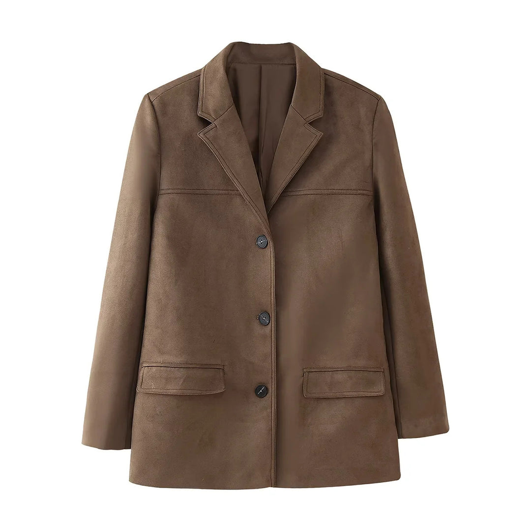 Damen nan kastiger Veloursblazer mit Reverskragen und aufgesetzten Pattentaschen Echo Archiv