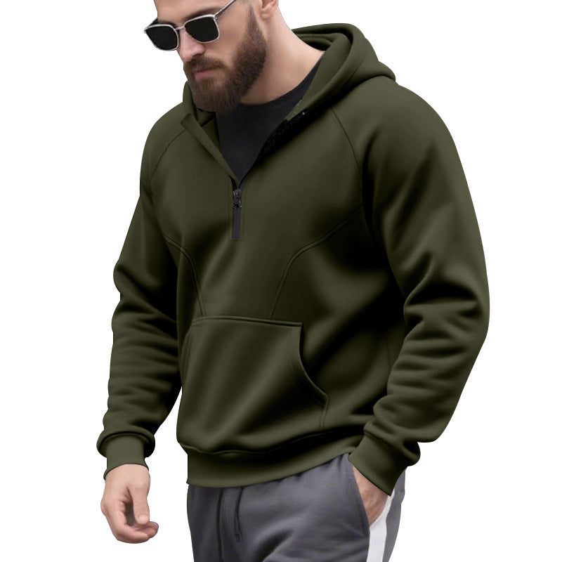 Herren sportlicher Kapuzenpullover mit kurzer Reißverschlussöffnung und Kängurutasche Echoarchiv