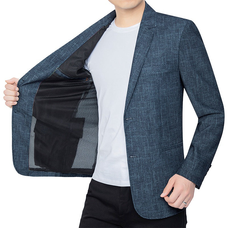 Herren Unstrukturiertes Slim-Fit Sakko mit leichtem Stretch und halber Innenfütterung – Tianoro
