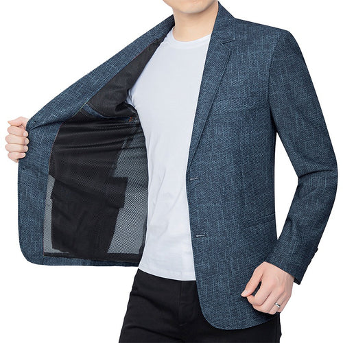 Herren Unstrukturiertes Slim-Fit Sakko mit leichtem Stretch und halber Innenfütterung – Tianoro