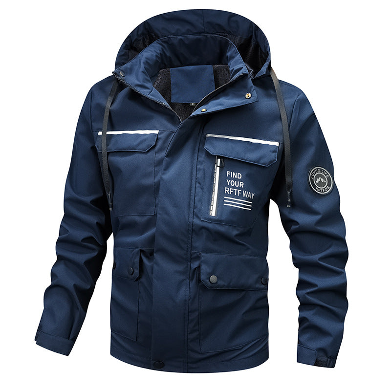 Herren nan wasserdichte Outdoorjacke mit Kapuze, multifunktionalen Taschen und atmungsaktivem Meshfutter Echo Archiv