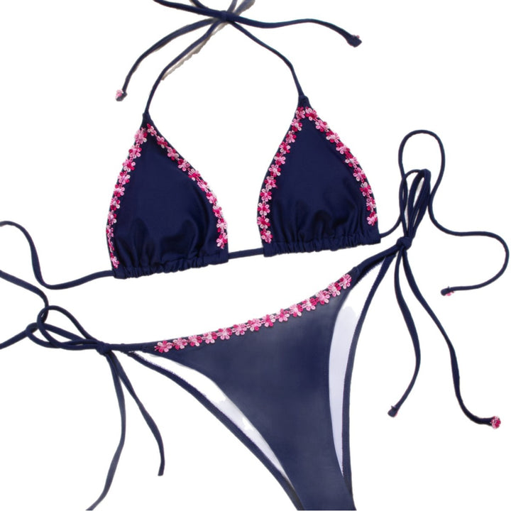 Damen Triangel-Bikini mit floralen Akzenten und verstellbaren Trägern Echo Archiv