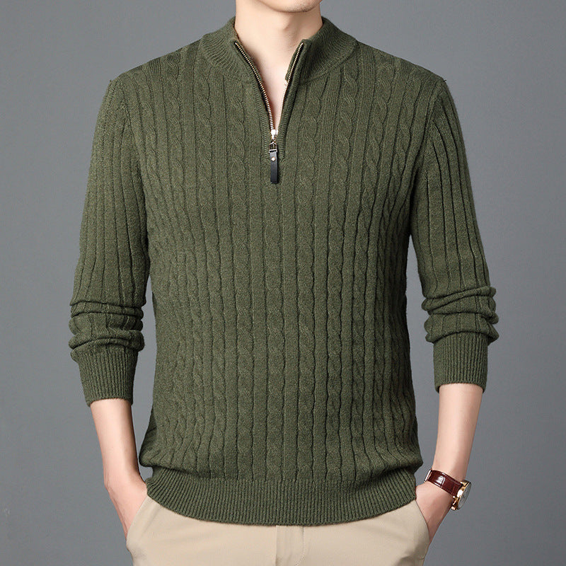 Herren Hochwertiger Strickpullover mit modernem Zipper und Detailstruktur Echoarchiv