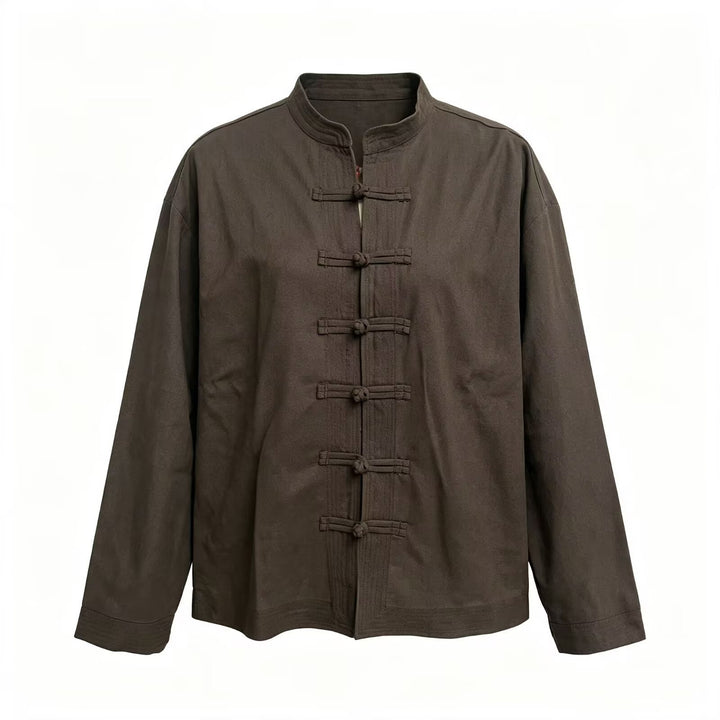 Herren Lockere Baumwoll‑Leinen Jacke im China‑Style mit Stehkragen und Knotenverschlüssen Echo Archiv