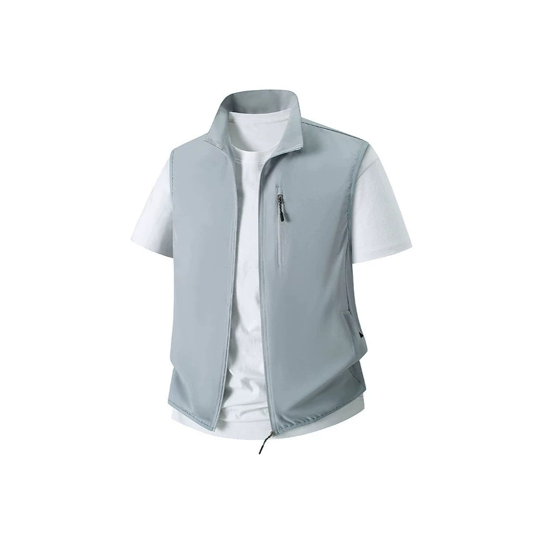 Herren Leichte Softshell-Utility-Weste mit Stehkragen, wasserabweisender Außenlage und Reißverschlusstaschen Echoarchiv