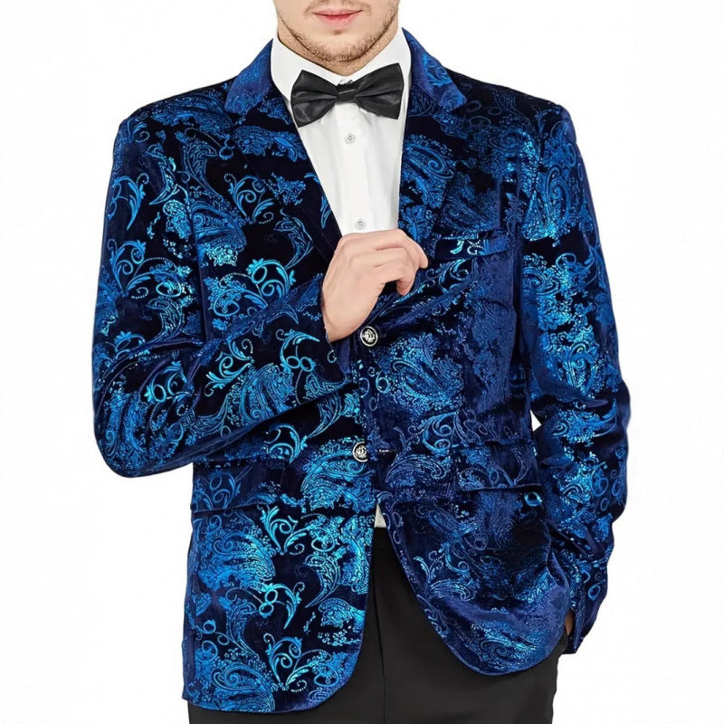 Herren Luxus Samtblazer mit floralem Jacquard-Muster Echoarchiv