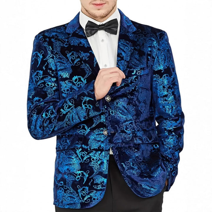 Herren Luxus Samtblazer mit floralem Jacquard-Muster Echoarchiv