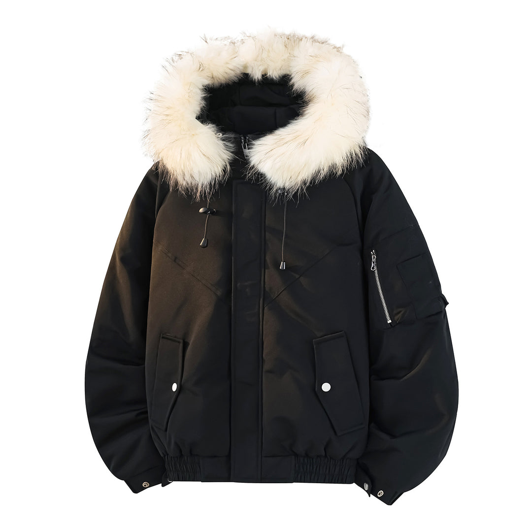 Herren Modische Winterjacke mit abnehmbarem Kunstfellkragen Echoarchiv