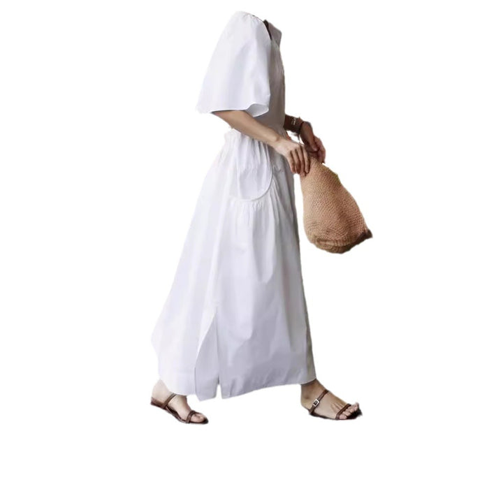 Damen Zweiteiliges Midaxi-Set aus Baumwolle mit Cropped-Top, Cut-Out-Taille und hohem Seitenschlitz – Élanora