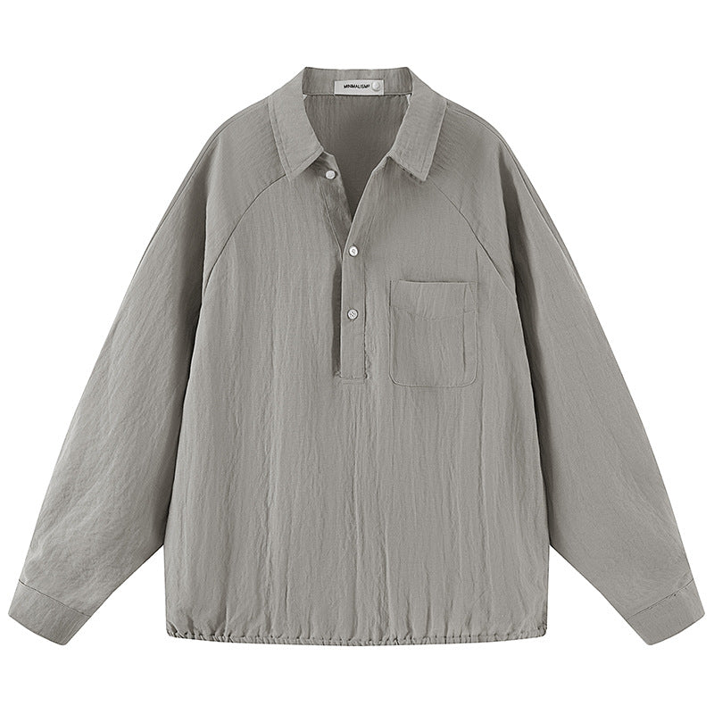 Herren Leichtes Oversize-Halbplacket-Hemd mit Brusttasche & elastischem Saum Echoarchiv