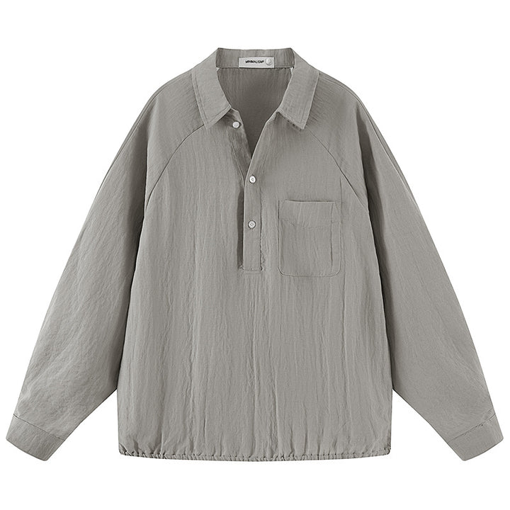 Herren Leichtes Oversize-Halbplacket-Hemd mit Brusttasche & elastischem Saum Echoarchiv
