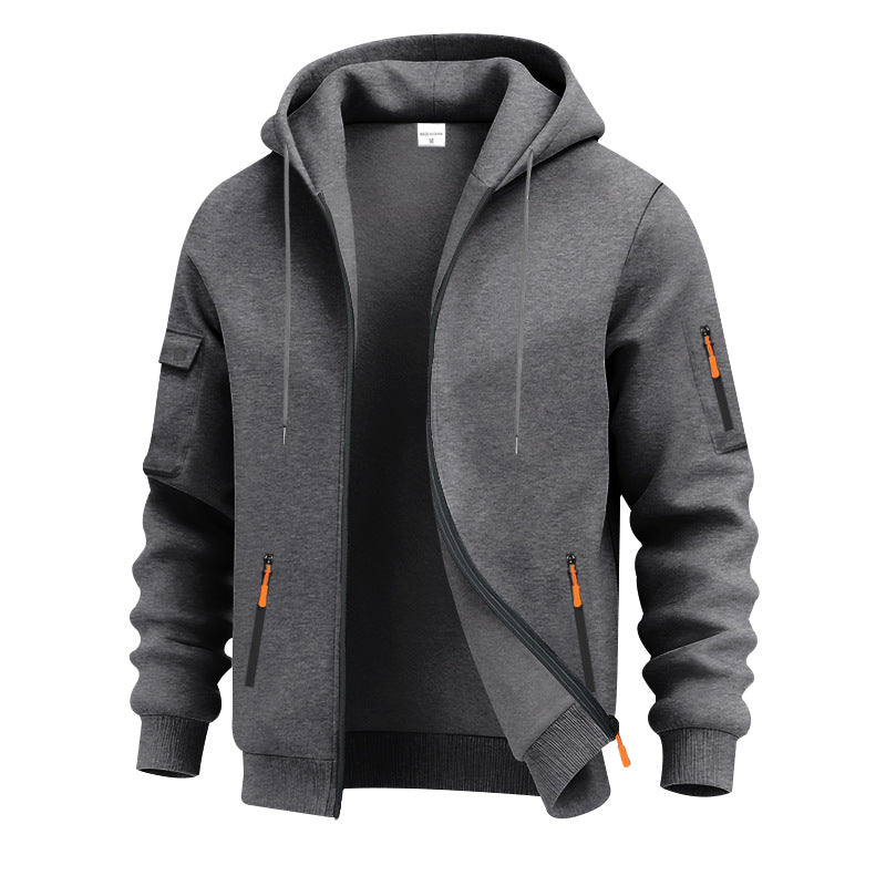 Herren nan technische Zip-Hoodiejacke mit wasserabweisenden Reißverschlusstaschen, Kapuze und verstärkten Ärmelpaspeln Echo Archiv