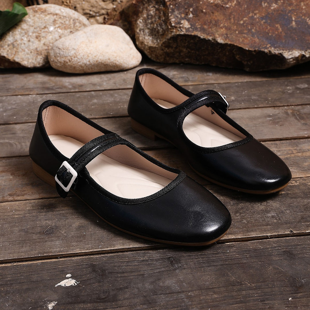 Damen Klassische Mary‑Jane Ballerinas mit verstellbarem Riemen und niedrigem Blockabsatz – Lioré