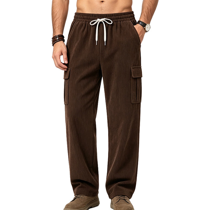 Herren Lässige Cord-Cargo-Hose mit elastischem Bund und Kordelzug Echoarchiv