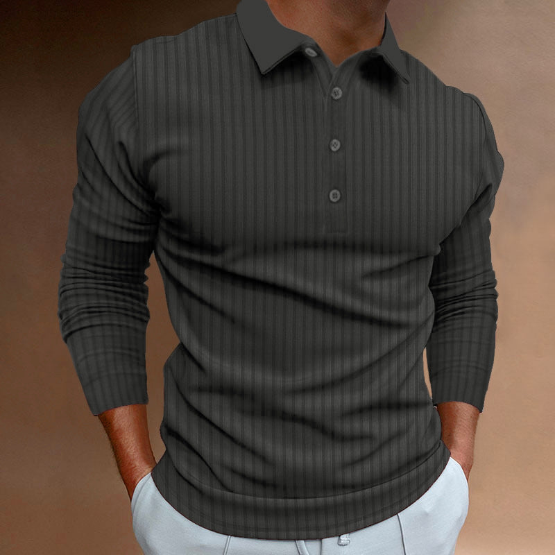 Herren Langarm Polo-Shirt mit strukturiertem Design Echoarchiv