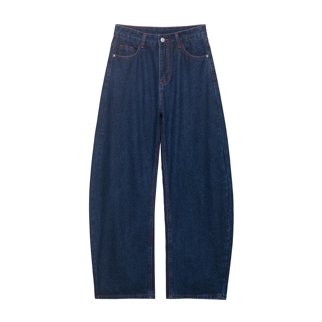 Damen Weite High‑Waist-Jeans mit mittlerer Leibhöhe, geradem Bein und kontrastfarbigen Ziernähten Echo Archiv