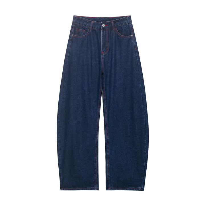 Damen Weite High‑Waist-Jeans mit mittlerer Leibhöhe, geradem Bein und kontrastfarbigen Ziernähten Echo Archiv