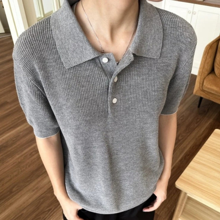 Stylisches Herren Poloshirt mit kurzem Arm und strukturiertem StrickEcho Archiv