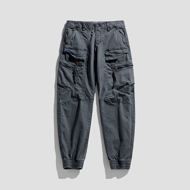 Herren Multifunktionale Cargo-Jogginghose im Tactical-Canvas-Stil mit Knie‑Paneelen, Reißverschluss‑ und Klappentaschen Echo Archiv