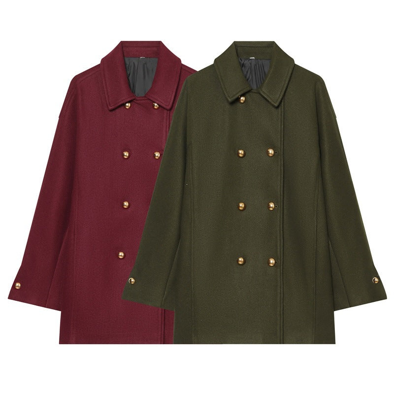 Damen Kurzmantel im Military‑Stil mit Doppelreiher und goldfarbenen Zierknöpfen Echo Archiv