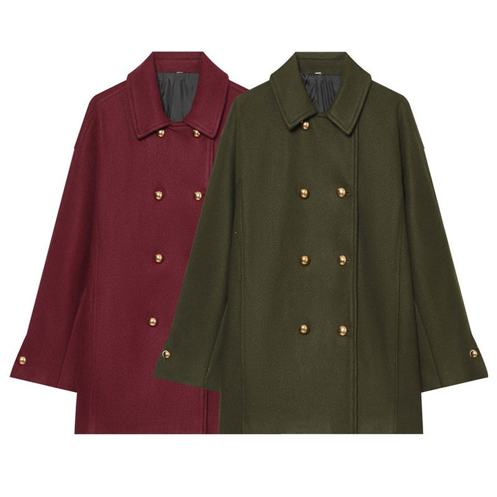 Damen Kurzmantel im Military‑Stil mit Doppelreiher und goldfarbenen Zierknöpfen Echo Archiv