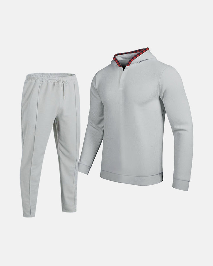 Herren Sportlicher Hoodie mit Karodetails und passtgenauen Jogginghose Echoarchiv