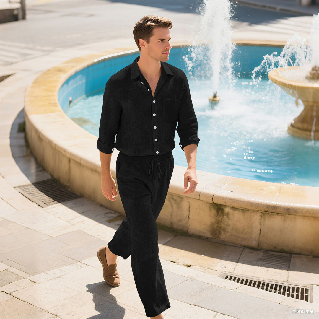 Herren eleganter Freizeitanzug mit lockerer Passform und praktischen Taschen Echoarchiv