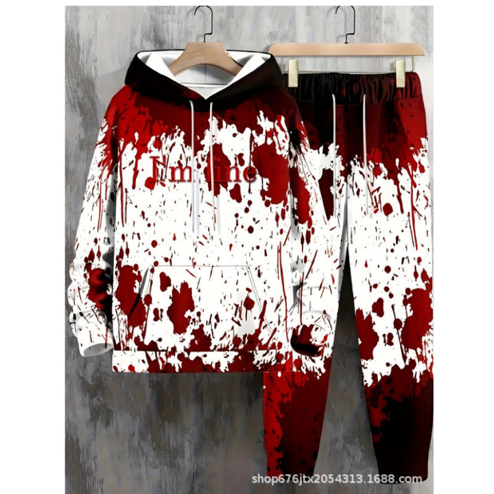 Damen Kreativer Kapuzenpullover mit blutrotem Print Echoarchiv