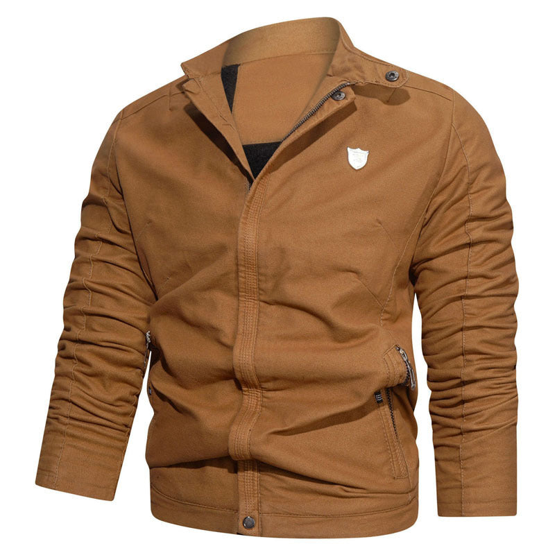 Herren Slim-Fit Canvas Blouson mit Stehkragen, verdecktem Reißverschluss und Reißverschlusstaschen Echo Archiv