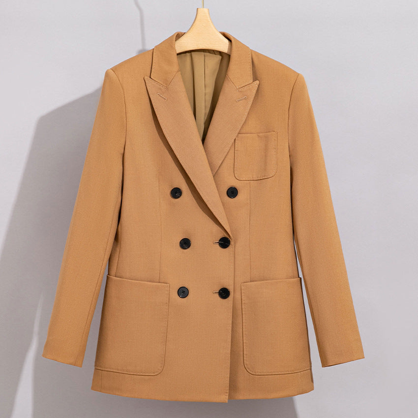Damen Doppelreihiges Blazer‑Hosen‑Set aus Wollmischung mit legerem Oversize‑Blazer und hochtaillierter Bundfaltenhose Echoarchiv