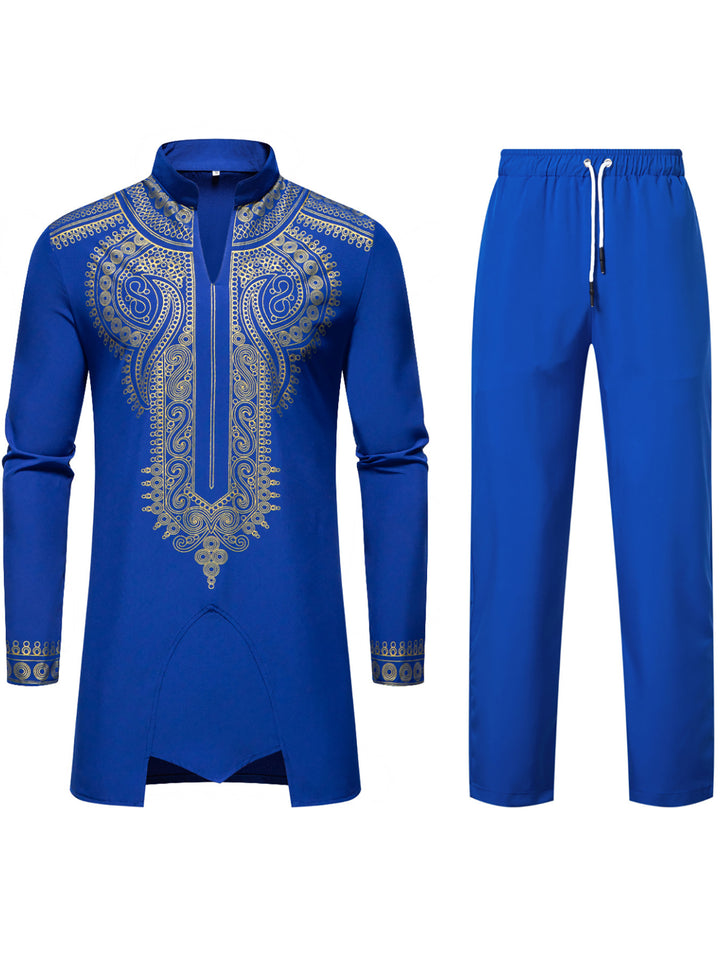 Herren Traditionelles besticktes Tunika‑Set mit Mandarinkragen und elastischer Hose Echo Archiv