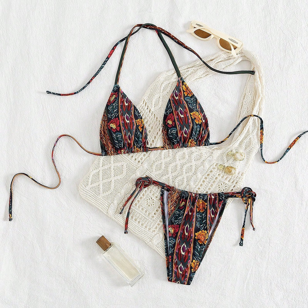 Damen Triangel-Bikini mit floralem Muster Echo Archiv