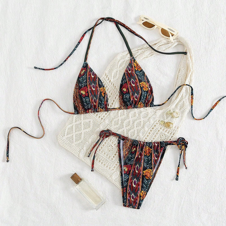 Damen Triangel-Bikini mit floralem Muster Echo Archiv