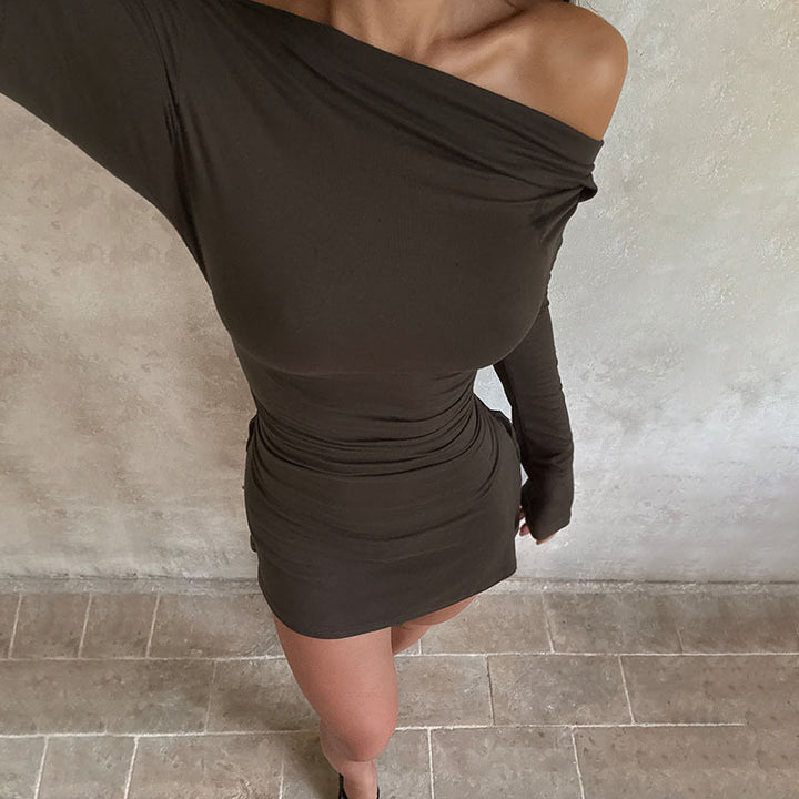 Damen One-Shoulder Minikleid mit seitlicher Raffung und figurbetonter Silhouette Echo Archiv