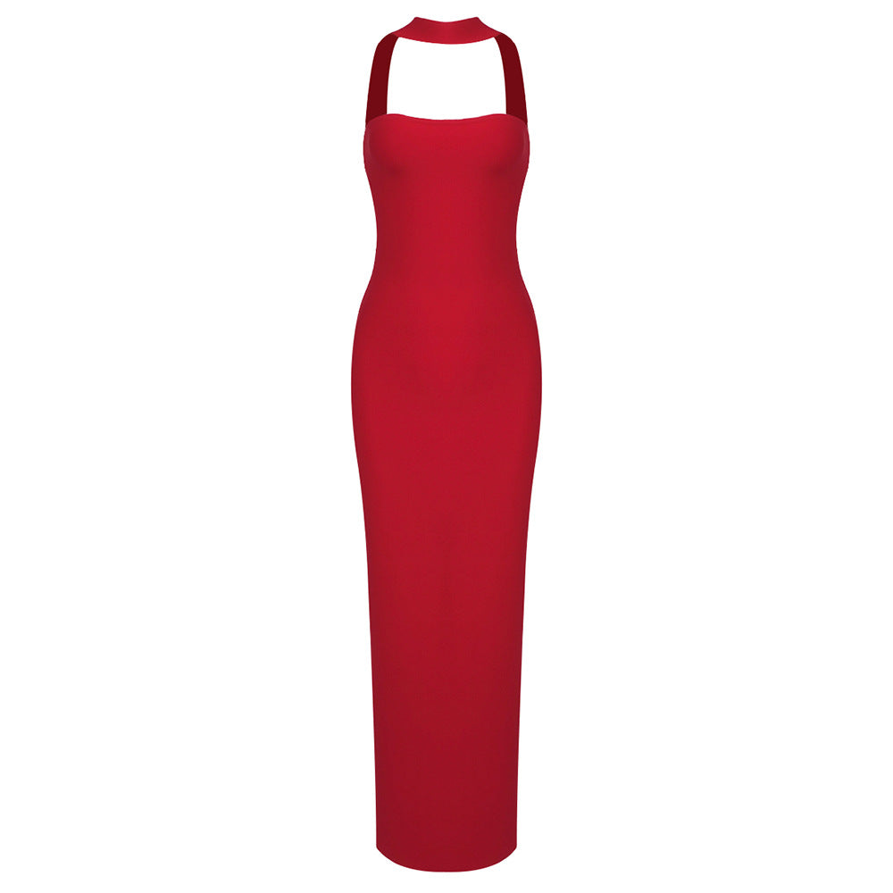 Damen elegantes Maxikleid mit verstellbaren Trägern Echo Archiv
